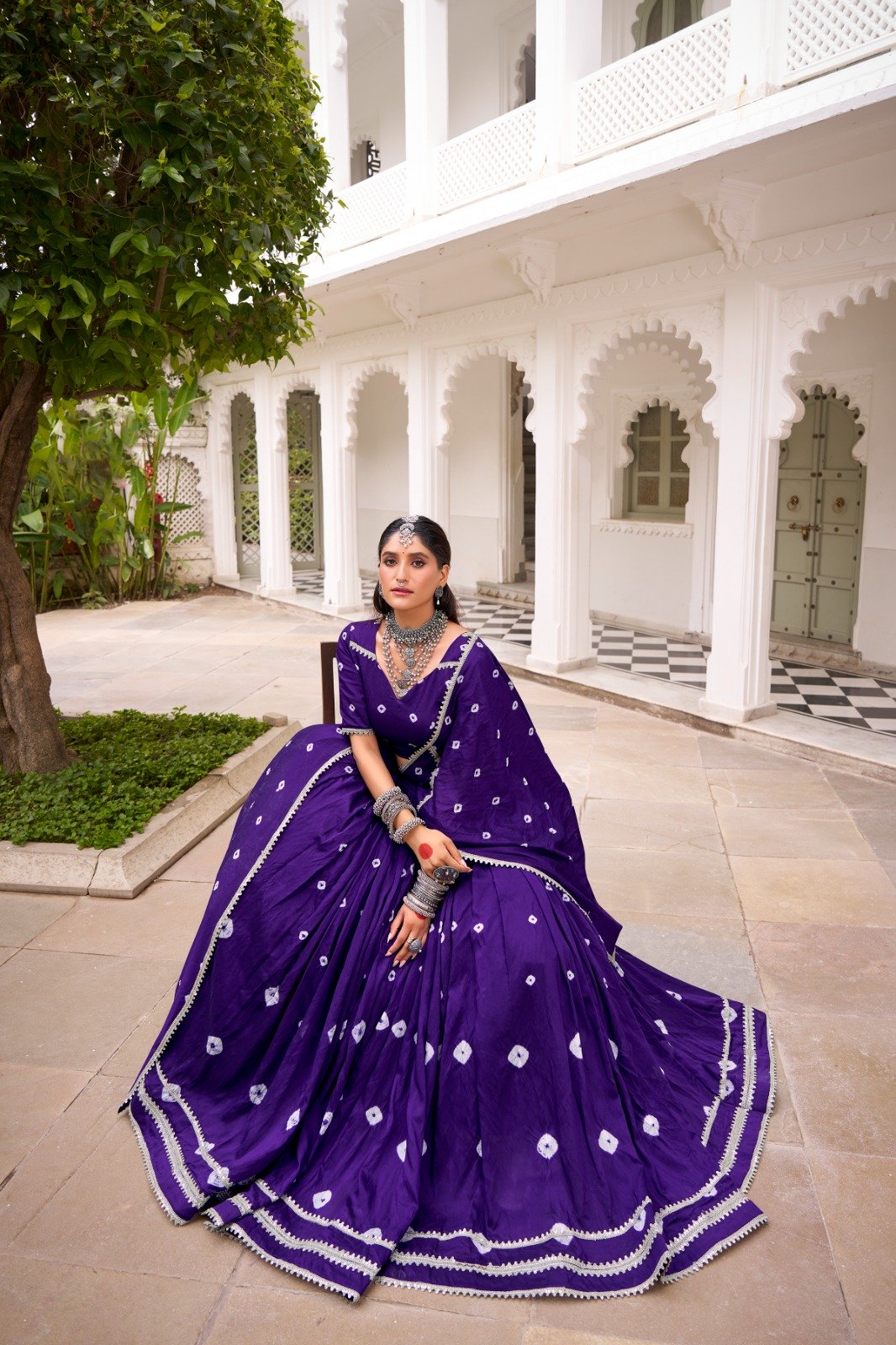 LNB 1663 Purple Color Pure Chander Bandhej Print With Lace Touch Up Lehenga Choli Wedding, Party, Festive, Events Etc. Delivery 4-6 Working Days Rs 1899 | Lehenga, Bollywood Lehenga, Creative Lehenga, Designer Lehenga, Embroidered Lehenga, Party Wear Lehenga