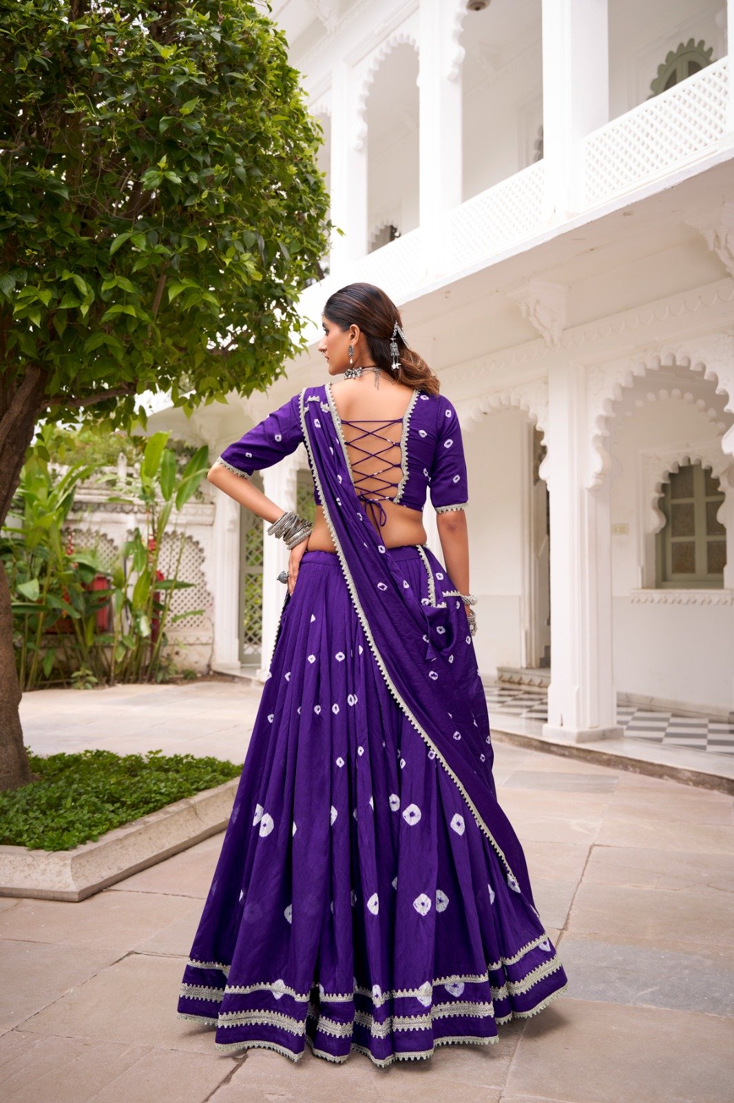 LNB 1663 Purple Color Pure Chander Bandhej Print With Lace Touch Up Lehenga Choli Wedding, Party, Festive, Events Etc. Delivery 4-6 Working Days Rs 1899 | Lehenga, Bollywood Lehenga, Creative Lehenga, Designer Lehenga, Embroidered Lehenga, Party Wear Lehenga
