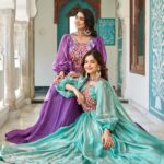 Purple Fendy Silk Embroidery Work Gown