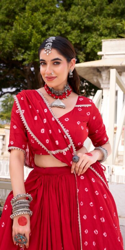 LNB 1663 Red Color Pure Chander Bandhej Print With Lace Touch Up Lehenga Choli Wedding, Party, Festive, Events Etc. Delivery 4-6 Working Days Rs 1899 | Lehenga, Bollywood Lehenga, Creative Lehenga, Designer Lehenga, Embroidered Lehenga, Party Wear Lehenga