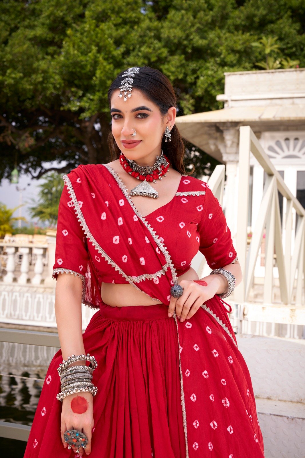 LNB 1663 Red Color Pure Chander Bandhej Print With Lace Touch Up Lehenga Choli Wedding, Party, Festive, Events Etc. Delivery 4-6 Working Days Rs 1899 | Lehenga, Bollywood Lehenga, Creative Lehenga, Designer Lehenga, Embroidered Lehenga, Party Wear Lehenga