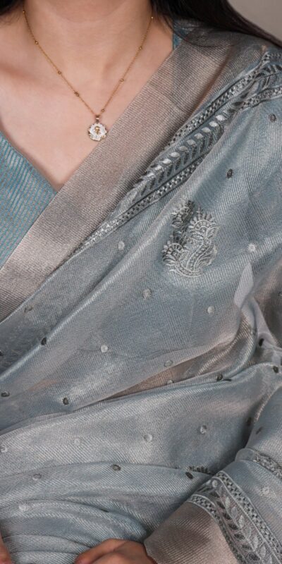 YNF 7402 Sky Blue Color Poly Shimmer Saree with Embroidery Work. Wedding, Party, Festive Festive Deal ₹2499. Delivery 4-6 Working Days. Shop now. | Designer Sarees, Embroidered Sarees, Sarees, Bollywood Sarees, Creative Sarees, Ethnic Saree, Modern Digital sarees, Party Wear Sarees