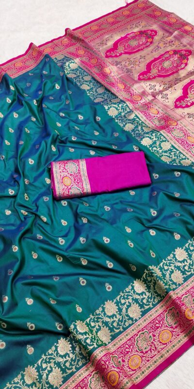 MB 3315 Teal Color Banarasi Silk Gold Zari Border Saree . Wedding, Party, Festive, Available at ₹2049 only. Delivery 4-6 Working Days. Shop now. | Designer Sarees, Designer Sarees, Embroidered Sarees, Sarees, Bollywood Sarees, Creative Sarees, Designer Sarees, Embroidered Sarees, Ethnic Saree, Modern Digital sarees, Party Wear Sarees