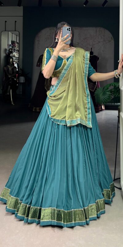 LNB 1608 Teal in Pure Rayon Zari Work & Lace Work Lehenga Choli . Special Price ₹2999. Delivery 4-6 Working Days. Shop now. | Lehenga, Bollywood Lehenga, Creative Lehenga, Designer Lehenga, Embroidered Lehenga, Party Wear Lehenga