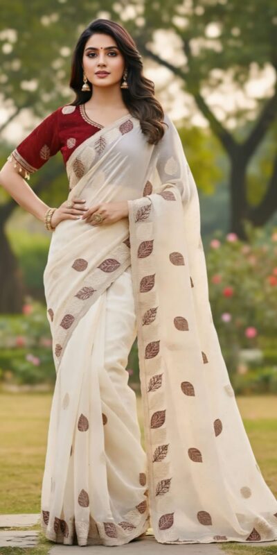 SC 1005 White in Soft fandy Silk Embroidery Work & Lace Work Saree . Available at ₹2499 only. Delivery 4-6 Working Days. Shop now. | Designer Sarees, Embroidered Sarees, Sarees, Bollywood Sarees, Creative Sarees, Ethnic Saree, Modern Digital sarees, Party Wear Sarees