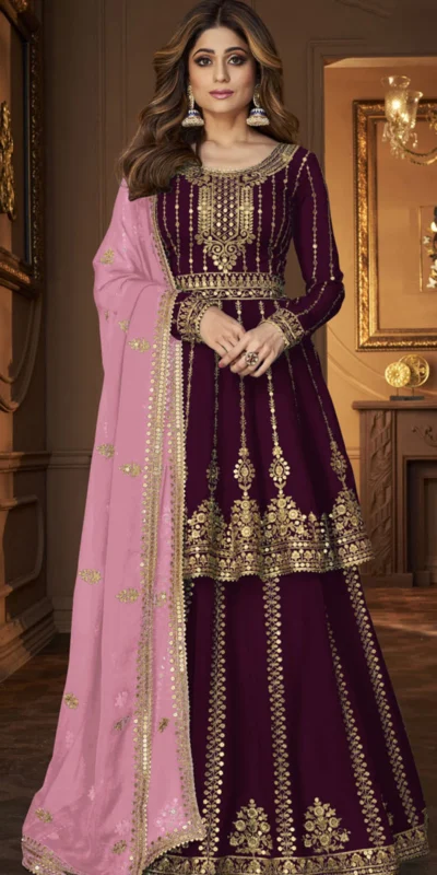 DS A 9125 Wine Faux Georgette Salwar Suit with Embroidery Work. Special Price ₹2599. Delivery 4-6 Working Days. Shop now. | Jump Suits, Tops & Bottoms, Track Suits, Salwar suit, Casual Suits, Creative suits, Designer Suits, Palazzo Suits, Party Wear Suits, Patiala Suits, Straight Suits, Trendy Wear