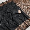 Black Banarasi Silk Zari Weaving Lace Work Saree