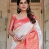 White Soft Lichi Silk Rich Pallu Saree