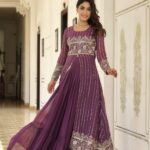 Wine Fox Georgette Embroidery Work Lehenga Choli
