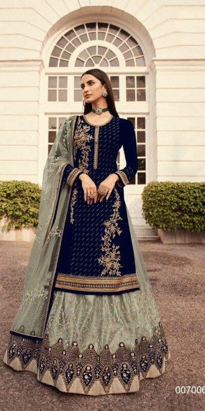 Grey Georgette Embroidery Stone Work Lehenga Choli