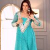 Firozi Georgette Embroidery Mirror Work Kurti