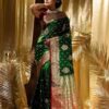 Green Soft Lichi Silk Border Work Saree