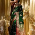 Green Soft Lichi Silk Border Work Saree
