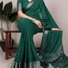 Green Chinon Zari Weaving Work Saree