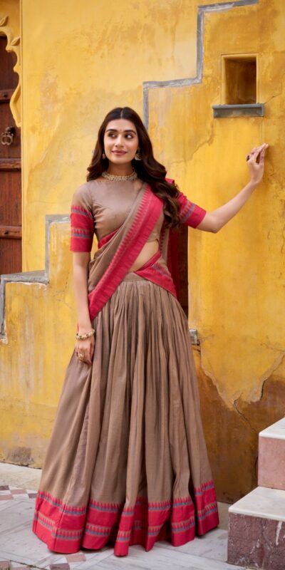 Chiku Chanderi Embroidery Work Lehenga Choli