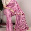 Pink Taser Silk With Printed Work Saree