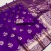 Purple Banarasi Silk Weaving Lace Zari Work Saree