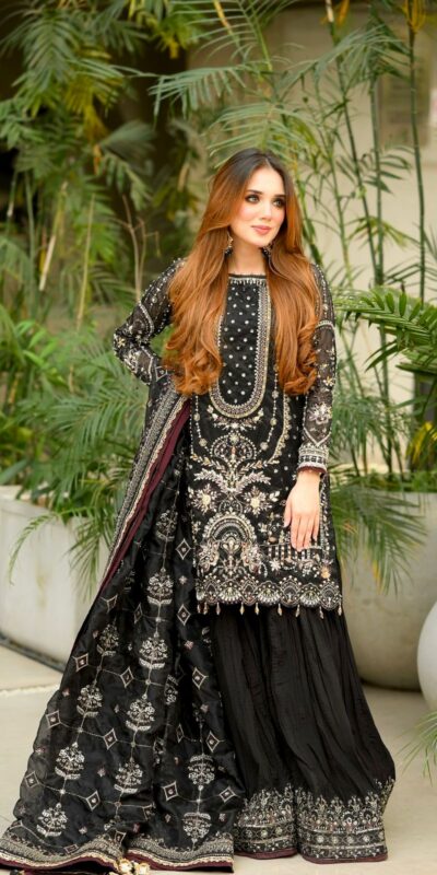 Black Crush Georgette Sequence Work Salwar Suit