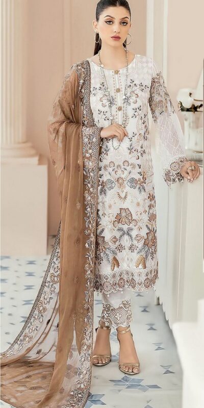 Brown Georgette With Embroidery Work Salwar Suit