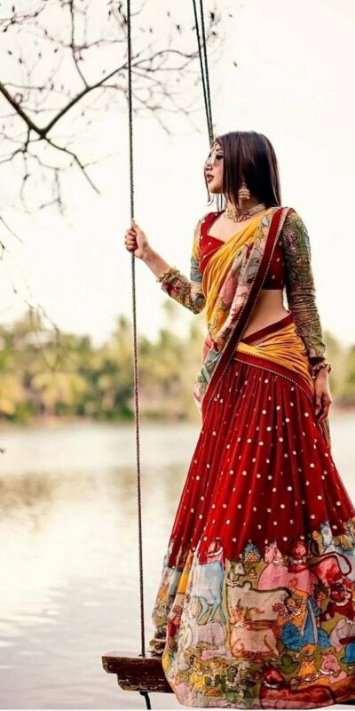 Red Fox Georgette With Embroidery Lehenga Choli