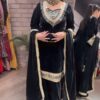 Black Velvet Mirror Embroidery Work Salwar Suit