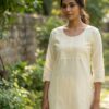 Off White Rayon Thread Work Kurti