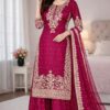 Pink Organza Silk Embroidery Work Salwar Suit