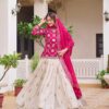 Pink Pure Chinon Embroidery Work Lehenga Choli