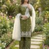 Mahendi Organza Silk Lace Embroidery Work Salwar Suit