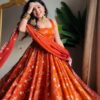Orange Fandy Silk Sequence Work Salwar Suit