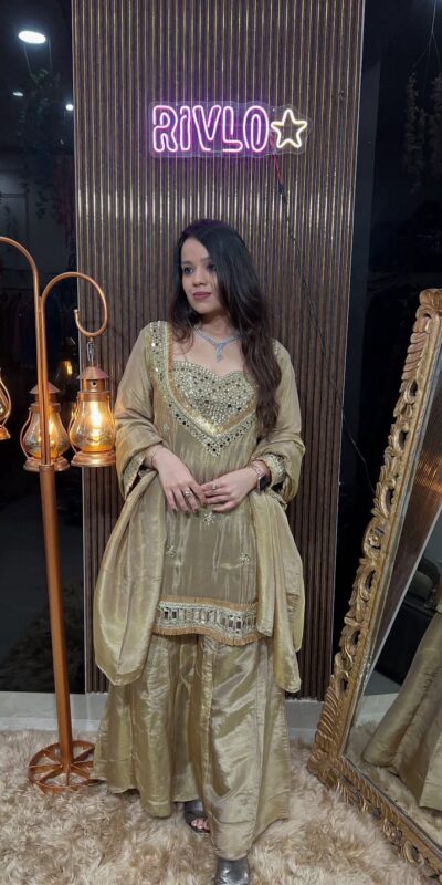 Chiku Cosmos Embroidery Mirror Work Salwar Suit