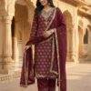 Maroon Pure Organza Silk Sequence Work Salwar Suit
