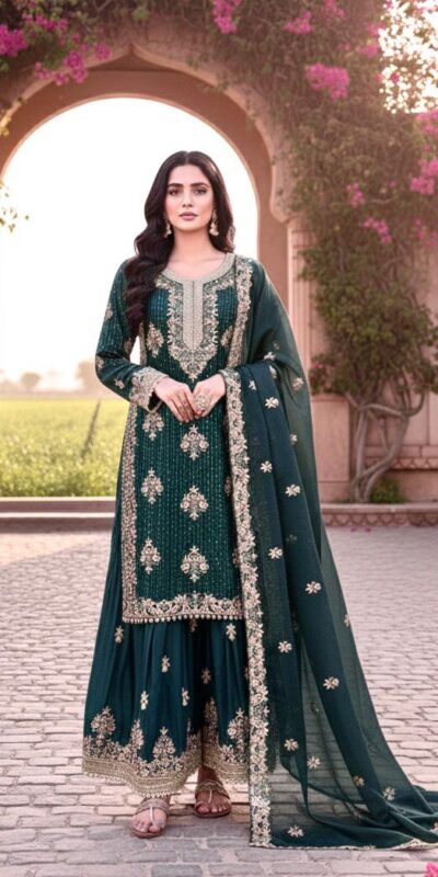 Blue Pure Organza Silk Embroidery Cut Work Salwar Suit