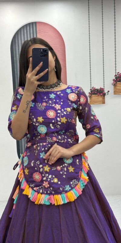Purple Pure Fendy Thread Work Lehenga Choli