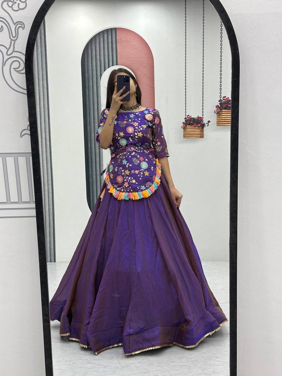 Purple Pure Fendy Thread Work Lehenga Choli - Image 2