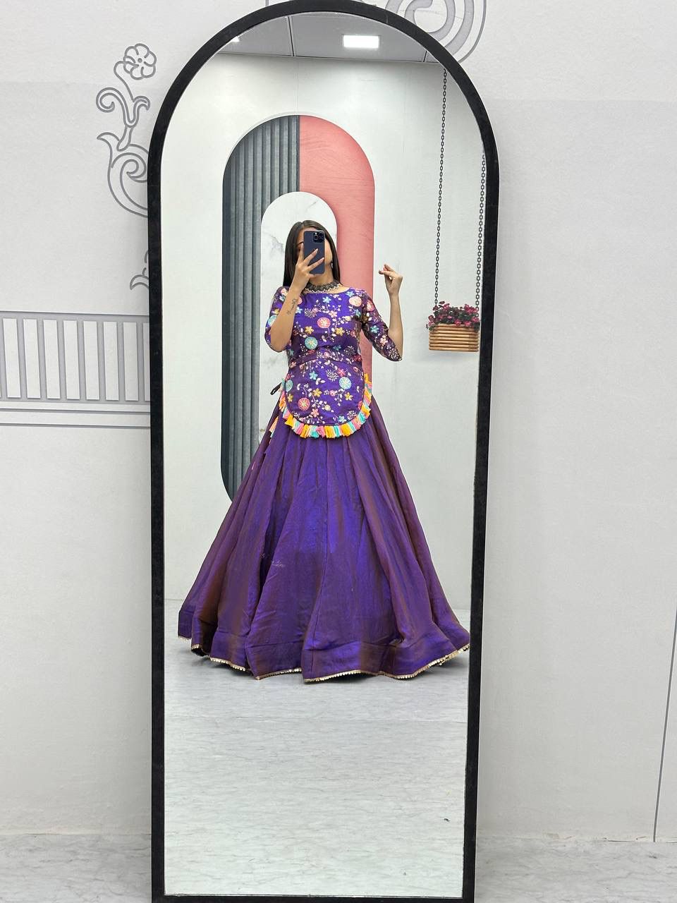 Purple Pure Fendy Thread Work Lehenga Choli - Image 6