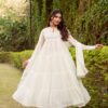 White Marbel Foil Work Salwar Suit
