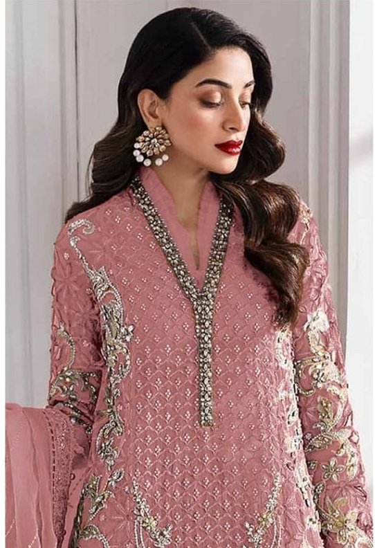 Peach Georgette Sequence Khatli Work Salwar Suit - Image 2