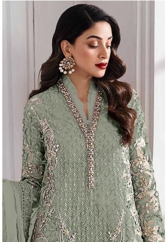 Pista Georgette Sequence Khatli Work Salwar Suit - Image 2