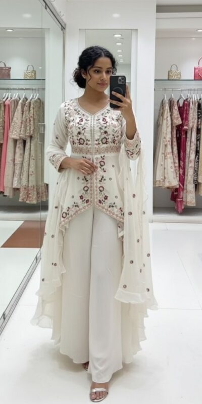 Off White Rangoli Silk Embroidery Work Salwar Suit