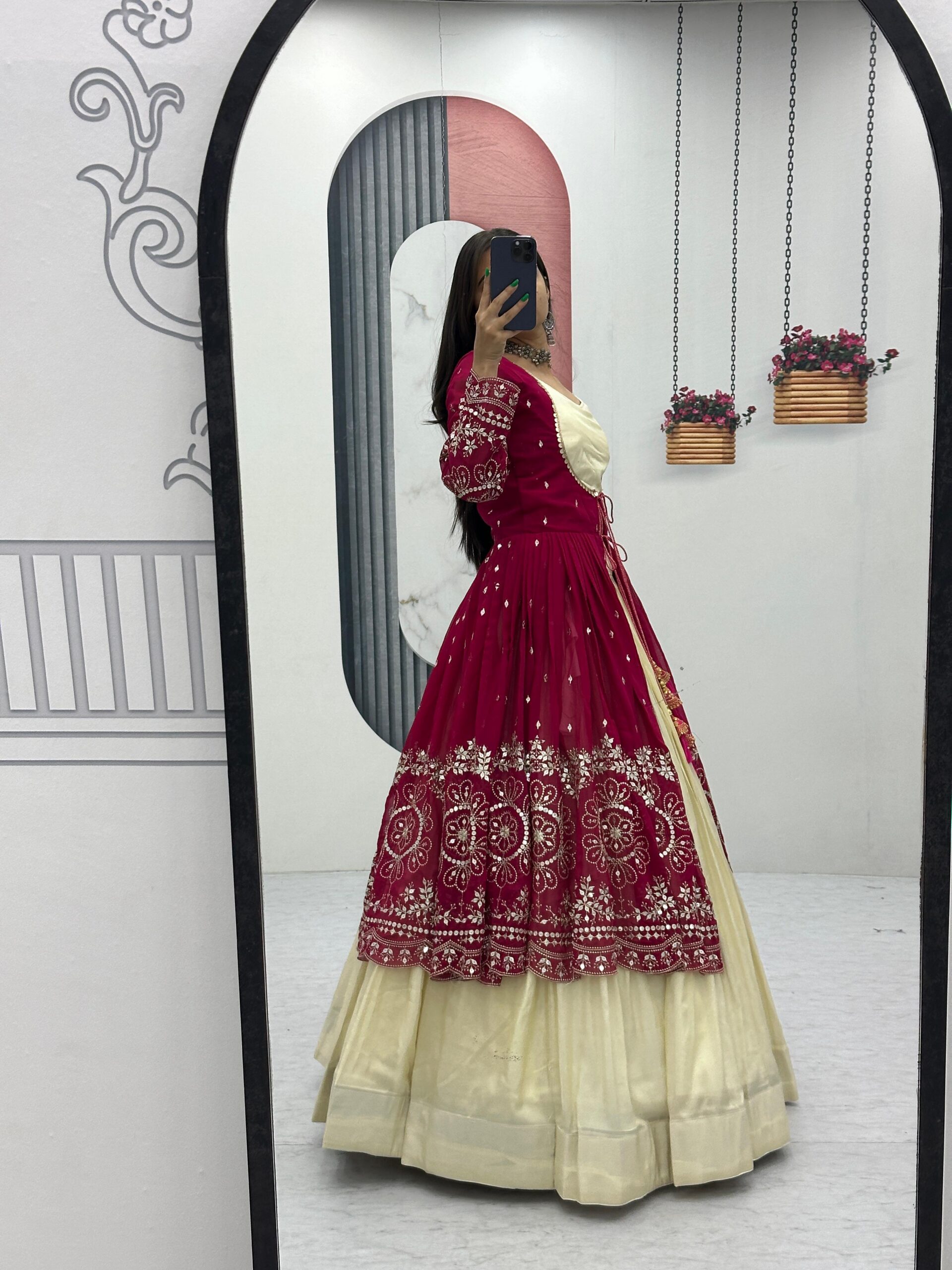 Maroon Simar Cosmos Sequence Work Lehenga Choli - Image 2