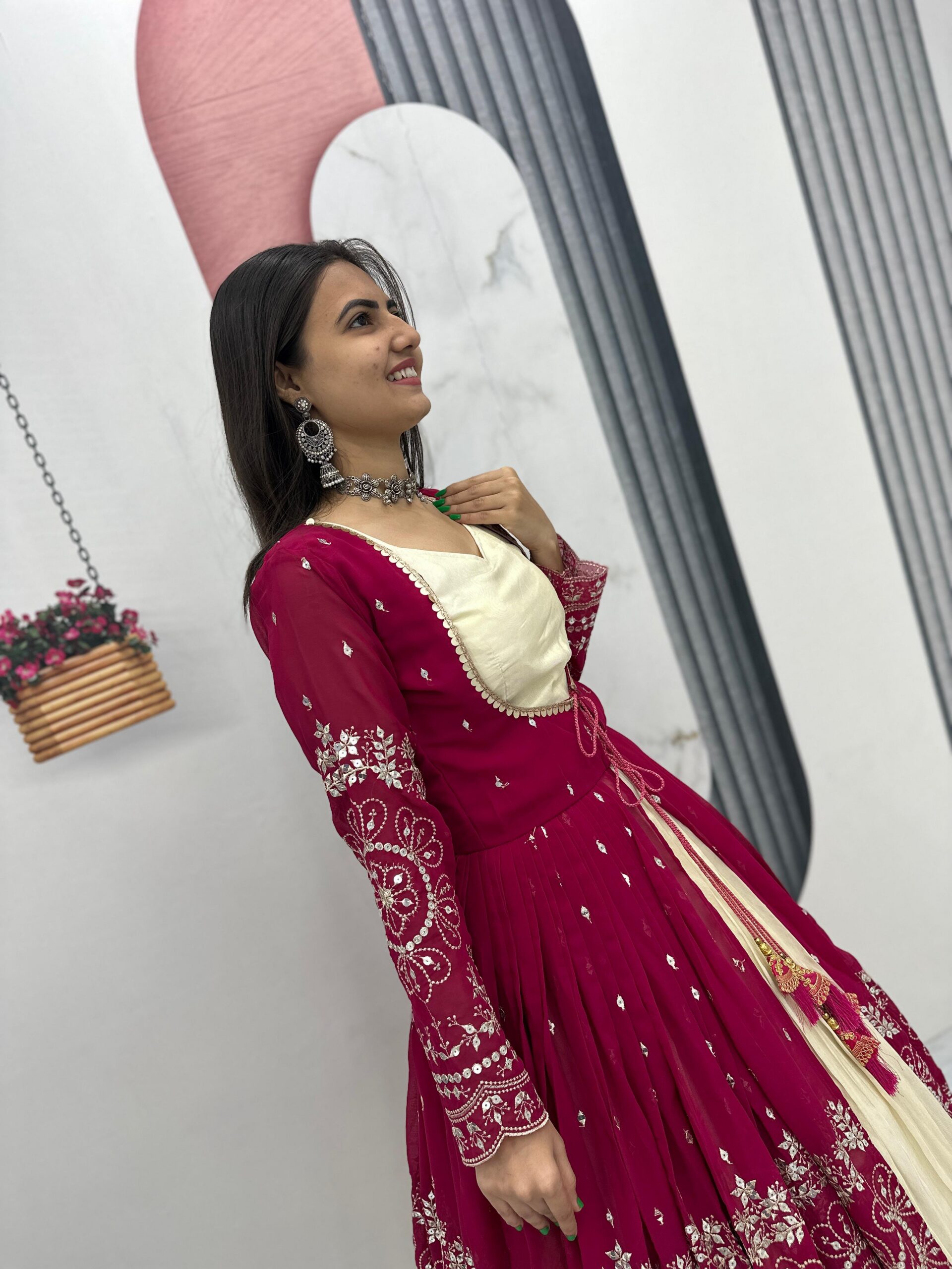 Maroon Simar Cosmos Sequence Work Lehenga Choli - Image 7