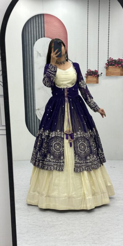 Purple Simar Cosmos Sequence Work Lehenga Choli