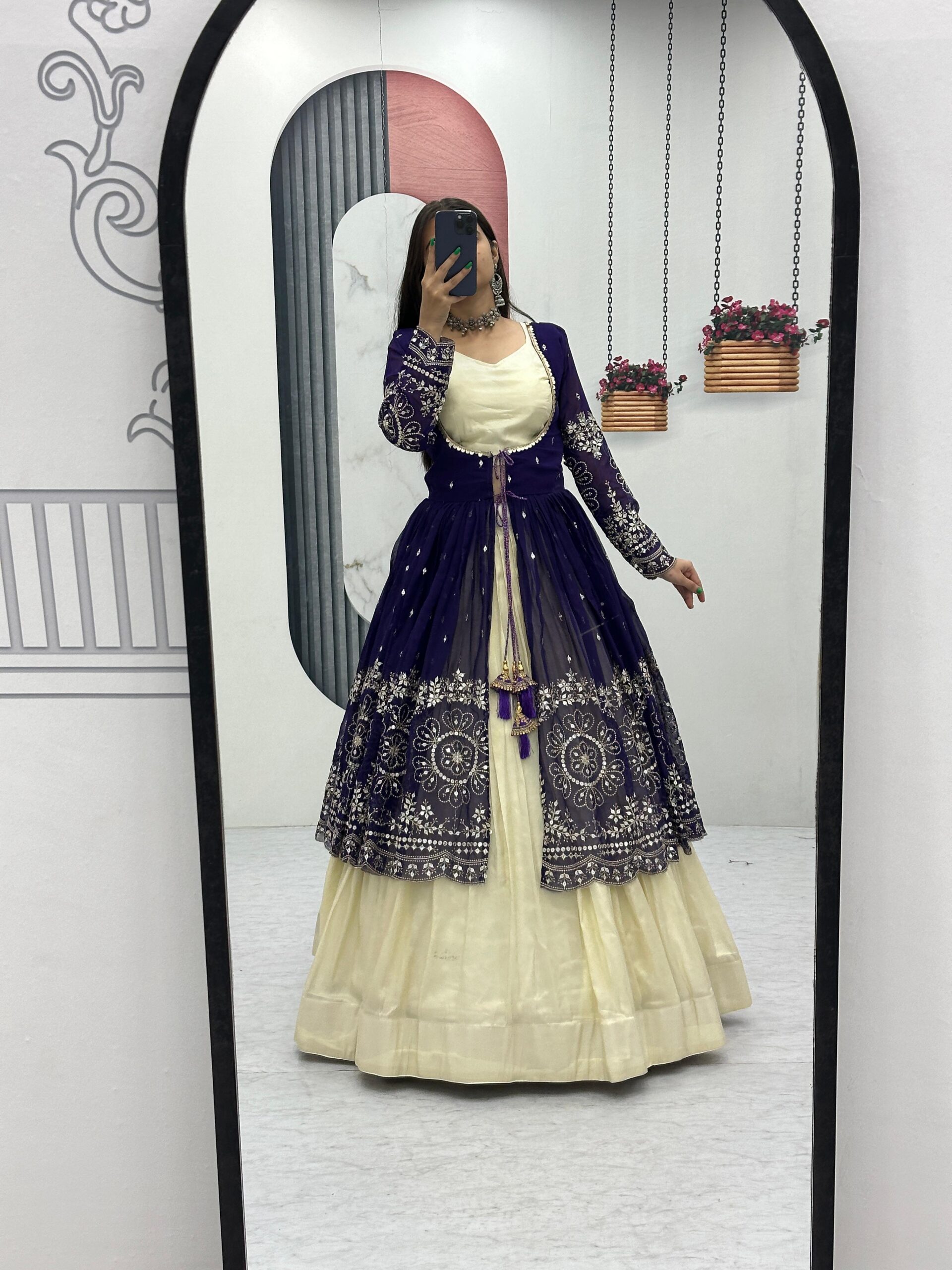 Purple Simar Cosmos Sequence Work Lehenga Choli