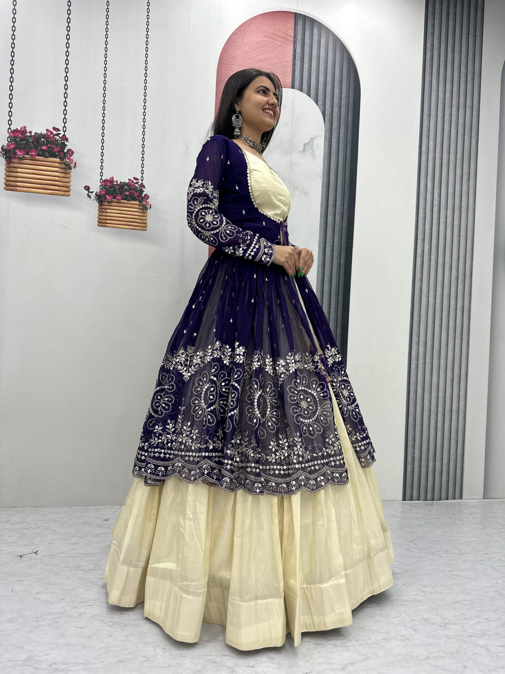 Purple Simar Cosmos Sequence Work Lehenga Choli - Image 5