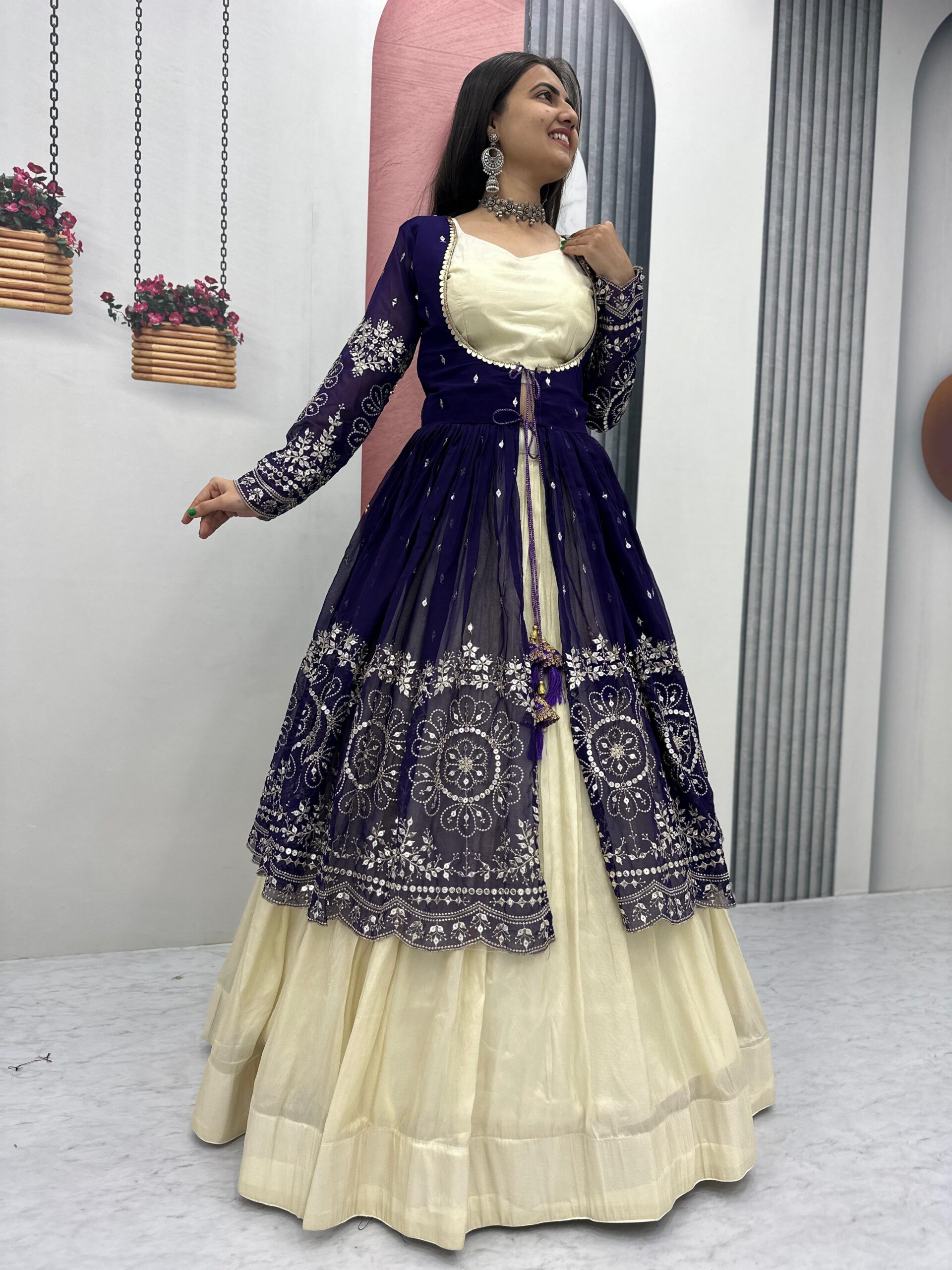 Purple Simar Cosmos Sequence Work Lehenga Choli - Image 6