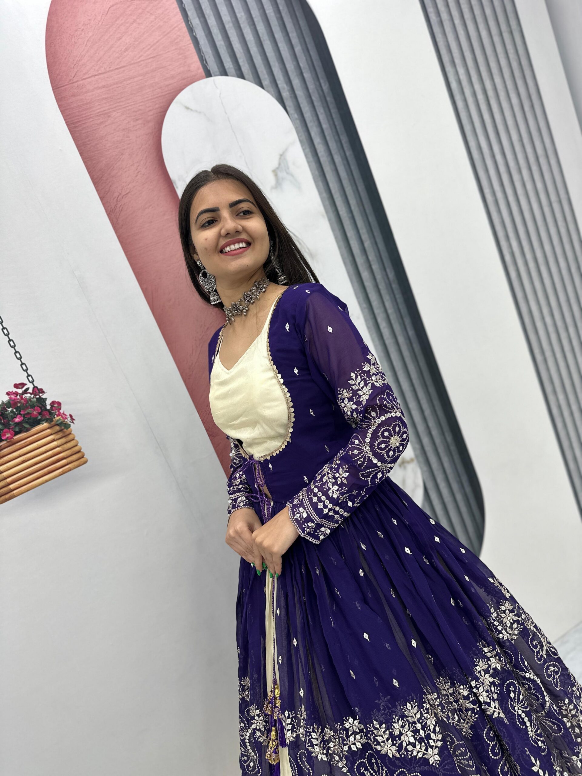 Purple Simar Cosmos Sequence Work Lehenga Choli - Image 7