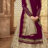 Off White Satin Georgette Stone Work Salwar Suit