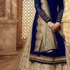 Navy Blue Satin Georgette Stone Work Salwar Suit