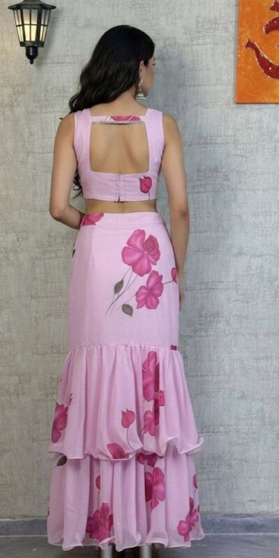 Baby Pink Premium Faux Georgette Saree BD 1805 Baby Pink with Digital Print. Now at just ₹2049. Delivery 4-6 Working Days. Shop now. | Designer Sarees, Embroidered Sarees, Sarees, Bollywood Sarees, Creative Sarees, Ethnic Saree, Modern Digital sarees, Party Wear Sarees